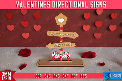 Valentine's Directional Signs | Table Statuette | Valentine's Figurine | Holiday | CNC File SVG Fly Design 