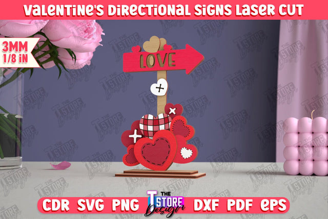 Valentine's Directional Signs | Table Statuette | Valentine's Figurine | Holiday | CNC File SVG The T Store Design 