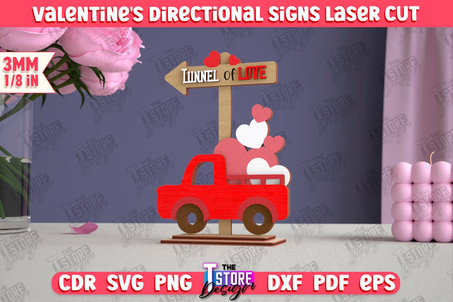 Valentine's Directional Signs | Table Statuette | Valentine's Figurine | Holiday | CNC File SVG The T Store Design 