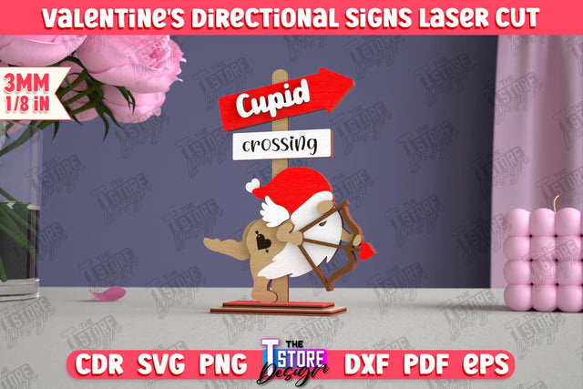 Valentine's Directional Signs | Table Statuette | Valentine's Figurine | Holiday | CNC File SVG The T Store Design 