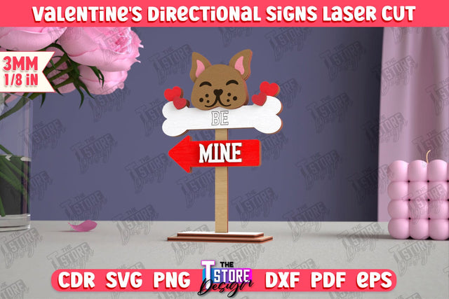 Valentine's Directional Signs | Table Statuette | Valentine's Figurine | Holiday | CNC File SVG The T Store Design 