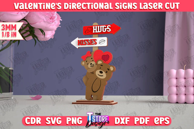 Valentine's Directional Signs | Table Statuette | Valentine's Figurine | Holiday | CNC File SVG The T Store Design 