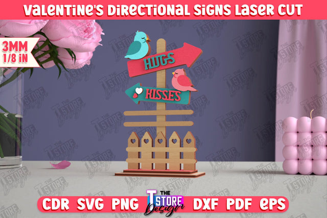 Valentine's Directional Signs | Table Statuette | Valentine's Figurine | Holiday | CNC File SVG The T Store Design 