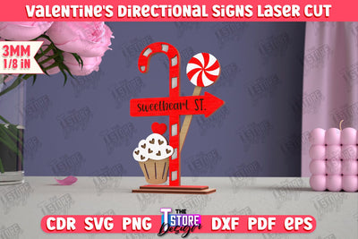 Valentine's Directional Signs | Table Statuette | Valentine's Figurine | Holiday | CNC File SVG The T Store Design 