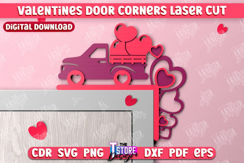 Valentine’s Door Corners Bundle | Wall Décor | Valentine’s Signs | Porch Décor | Romantic | CNC Files SVG The T Store Design 