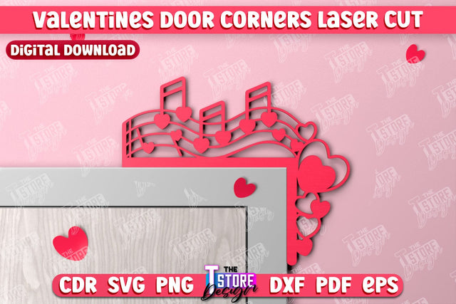 Valentines Door Corners | Wall Décor | Valentines Signs | Porch Décor | Romantic | CNC File SVG The T Store Design 