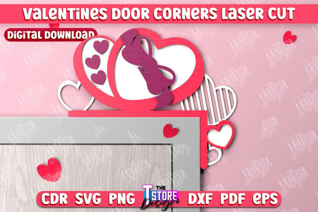 Valentines Door Corners | Wall Décor | Valentines Signs | Porch Décor | Romantic | CNC File SVG The T Store Design 