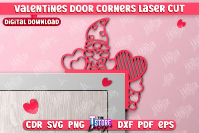 Valentine’s Door Corners | Wall Décor | Valentine’s Signs | Porch Décor | Romantic | CNC File SVG The T Store Design 