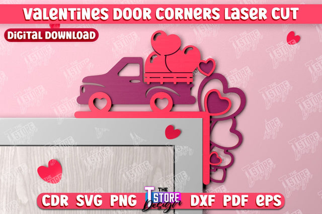 Valentines Door Corners | Wall Décor | Valentines Signs | Porch Décor | Romantic | CNC File SVG The T Store Design 
