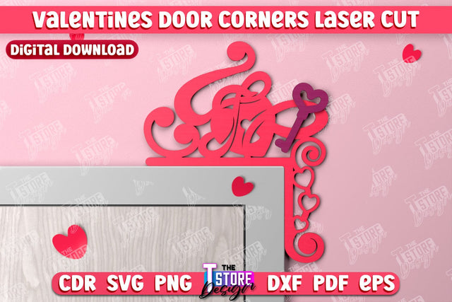 Valentines Door Corners | Wall Décor | Valentines Signs | Porch Décor | Romantic | CNC File SVG The T Store Design 