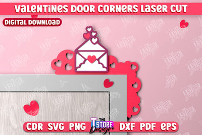 Valentine’s Door Corners | Wall Décor | Valentine’s Signs | Porch Décor | Romantic | CNC File SVG The T Store Design 