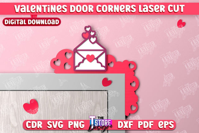 Valentines Door Corners | Wall Décor | Valentines Signs | Porch Décor | Romantic | CNC File SVG The T Store Design 