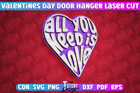 Valentine’s Door Hanger Bundle | Wall Décor | Valentine’s Signs | Porch Décor | Romantic | CNC Files SVG The T Store Design 