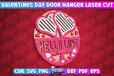 Valentine’s Door Hanger | Wall Décor | Valentine’s Signs | Porch Décor | Romantic | CNC File SVG The T Store Design 