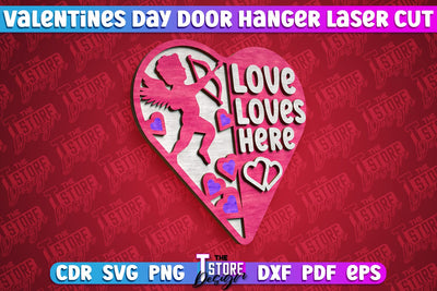 Valentine’s Door Hanger | Wall Décor | Valentine’s Signs | Porch Décor | Romantic | CNC File SVG The T Store Design 