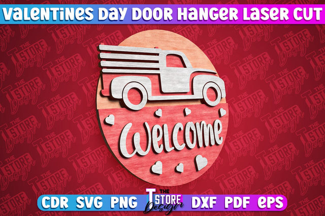 Valentine’s Door Hanger | Wall Décor | Valentine’s Signs | Porch Décor | Romantic | CNC File SVG The T Store Design 