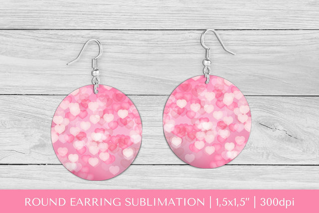 Valentines earring sublimation. Hearts round earrings 028 Sublimation LaBelezoka 