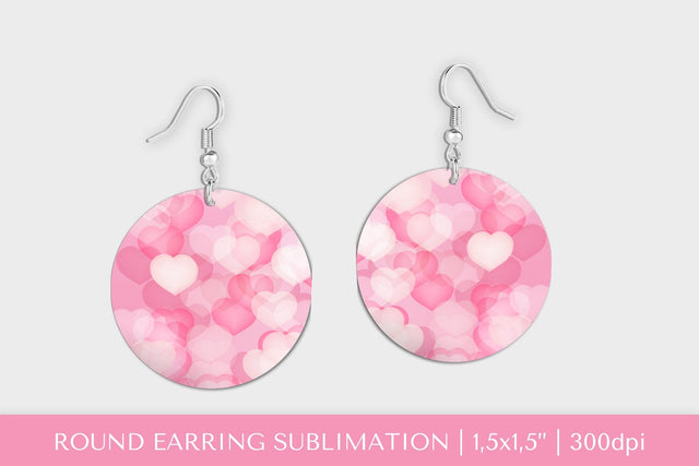 Valentines earring sublimation. Pink heart round earrings Sublimation LaBelezoka 