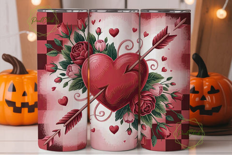 Valentine's Floral Heart 20oz Tumbler Sublimation PixelChick 