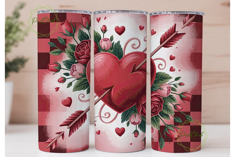 Valentine's Floral Heart 20oz Tumbler Sublimation PixelChick 
