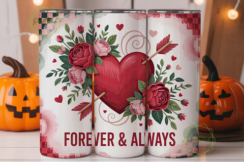 Valentine's Floral Heart 20oz Tumbler Sublimation PixelChick 