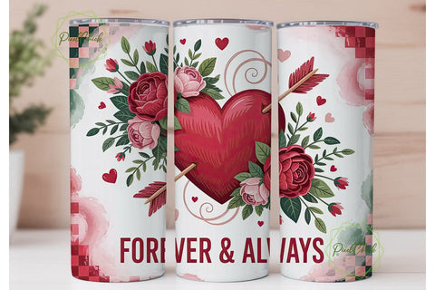 Valentine's Floral Heart 20oz Tumbler Sublimation PixelChick 
