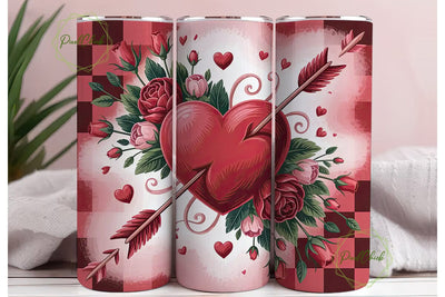 Valentine's Floral Heart 20oz Tumbler Sublimation PixelChick 
