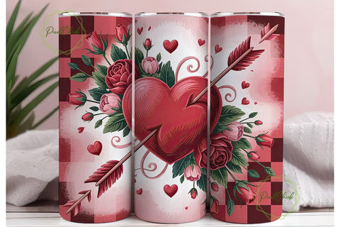 Valentine's Floral Heart 20oz Tumbler Sublimation PixelChick 