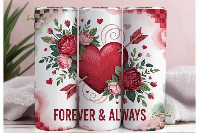 Valentine's Floral Heart 20oz Tumbler Sublimation PixelChick 