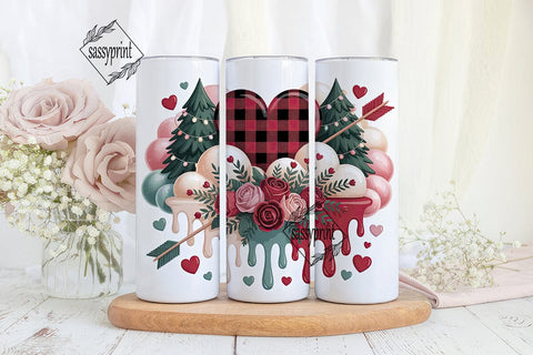 Valentine's Floral Heart 20oz Tumbler Sublimation sassyprint 