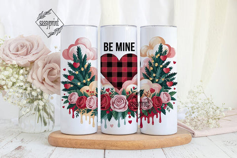 Valentine's Floral Heart 20oz Tumbler Sublimation sassyprint 