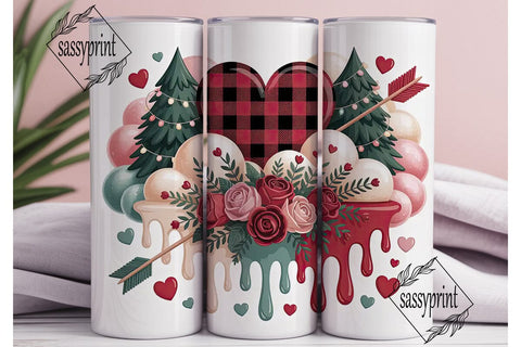 Valentine's Floral Heart 20oz Tumbler Sublimation sassyprint 