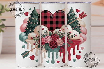 Valentine's Floral Heart 20oz Tumbler Sublimation sassyprint 
