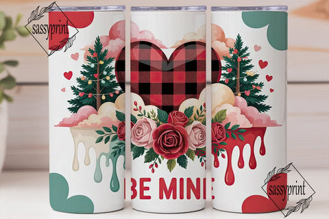 Valentine's Floral Heart 20oz Tumbler Sublimation sassyprint 