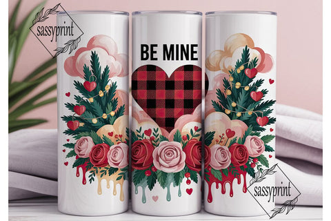 Valentine's Floral Heart 20oz Tumbler Sublimation sassyprint 