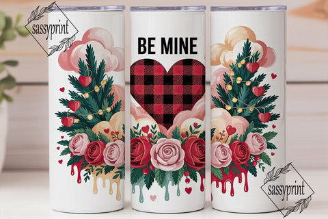 Valentine's Floral Heart 20oz Tumbler Sublimation sassyprint 