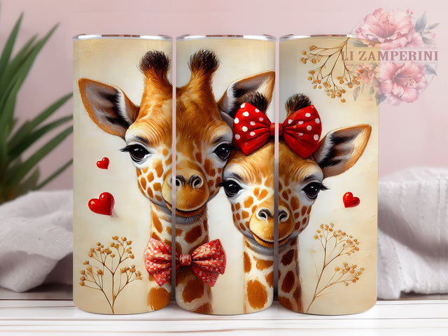 Valentine's Giraffe Safari 20oz Tumbler, Valentine's Day Gift, 20oz Sublimation, Cute Animal Design, Love Gift, Custom Tumbler Wrap, Safari Decor Sublimation Li Zamperini 