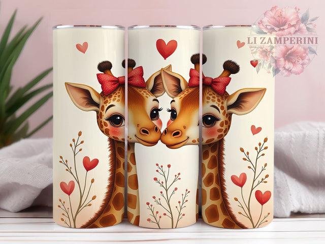 Valentine's Giraffe Safari 20oz Tumbler, Valentine's Day Gift, 20oz Sublimation, Cute Animal Design, Love Gift, Custom Tumbler Wrap, Safari Decor Sublimation Li Zamperini 