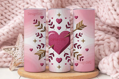 Valentine's Glitter Heart 20oz Tumbler Sublimation DesignSVG 