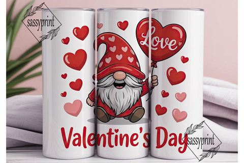 Valentine's Gnome 20oz Tumbler Wrap Sublimation sassyprint 