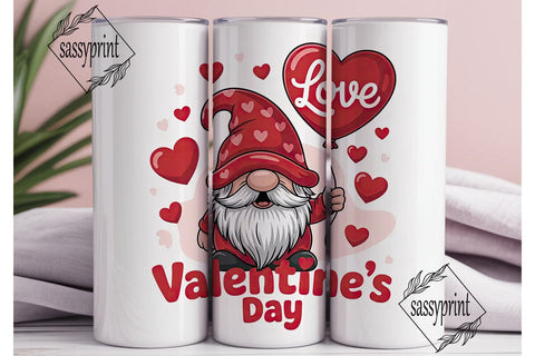 Valentine's Gnome 20oz Tumbler Wrap Sublimation sassyprint 
