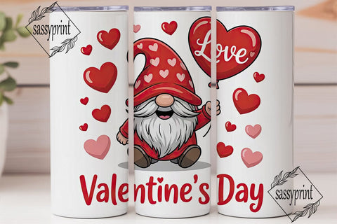 Valentine's Gnome 20oz Tumbler Wrap Sublimation sassyprint 