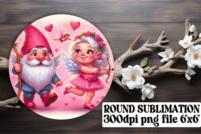 Valentines Gnome Sublimation: Ornaments, Keychain, Coaster Sublimation afrosvg 