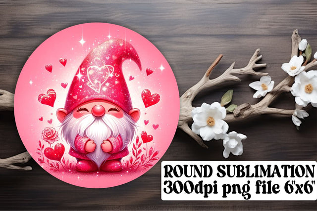 Valentines Gnome Sublimation: Ornaments, Keychain, Coaster Sublimation afrosvg 