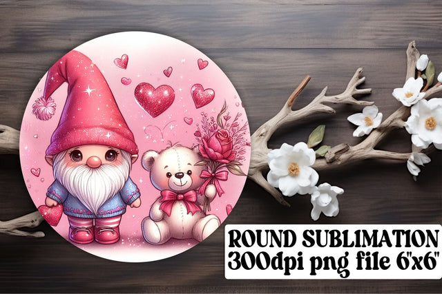 Valentines Gnome Sublimation Set: Ornaments, Keychain, Car Coaster Sublimation afrosvg 