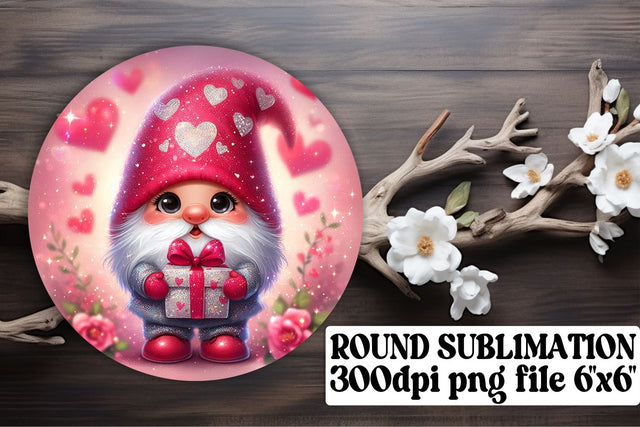 Valentines Gnome Sublimation Set: Ornaments, Keychain, Car Coaster Sublimation afrosvg 