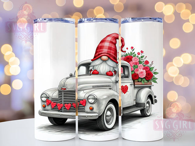 Valentine's Gnome Truck 20oz Tumbler, Gnome Decor, Pickup Truck Design, 20oz Sublimation, Cute Gnome Gift, Love Gift, Custom Tumbler Wrap Sublimation SvggirlplusArt 
