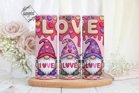 Valentine's Gnomes 20oz Tumbler Wrap Sublimation sassyprint 