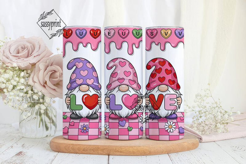 Valentine's Gnomes 20oz Tumbler Wrap Sublimation sassyprint 