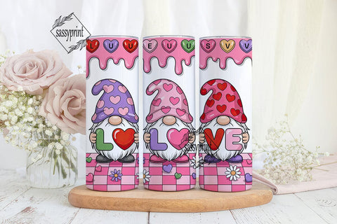Valentine's Gnomes 20oz Tumbler Wrap Sublimation sassyprint 